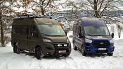 Campingbusse im Schnee
