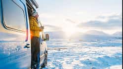 Wohnmobil, Leser, Schnee Wintercamping, Wohnmobil, Leser, Schnee