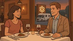 Essen im Restaurant mit Stellplatz