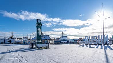 Winterlandschaft, Steg, Hafen, Schnee, Sonne, Winter, Nordsee