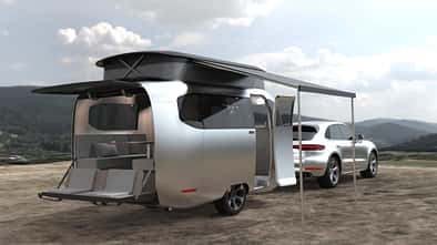 Außenfoto, Caravan, Studie, Heckklappe offen, Markise