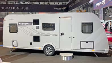 Außenansicht, Wohnwagen, Seite, Einstieg