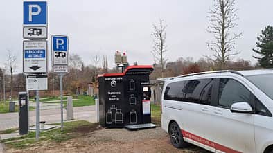 Gasflaschen, Tauschautomat, Energie Rath,  Dinkelsbühl, Wohnmobilstellplatz P5 Larrieder Straße