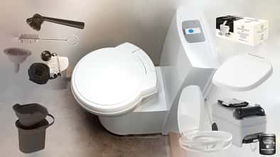 Kollage verschiedener Toiletten-Produkte
