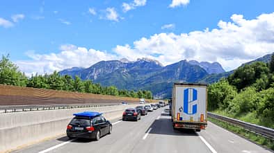 Golling an der Salzach, Austria - 22.05.2024: Traveling through Austria, the A10 highway and a fantastic view of the Tennen Mountains