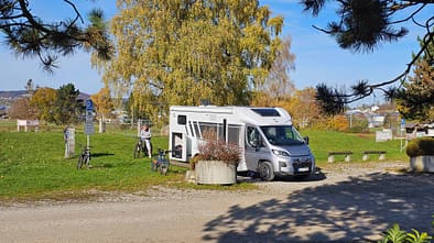 Wohnmobil, Carado T447, Stellplatz Münsingen, Wiese