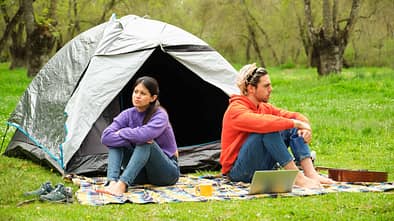 Mann, Frau, Streit, Zelt, Frust, Camping