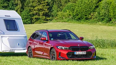 Front, BMW 330i, Camping, Wohnwagen, Caravan