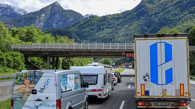 Golling an der Salzach, Austria - 22.05.2024: Traveling through Austria, the A10 highway and a fantastic view of the Tennen Mountains