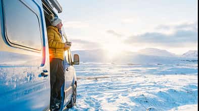Wintercamping, Wohnmobil, Leser, Schnee