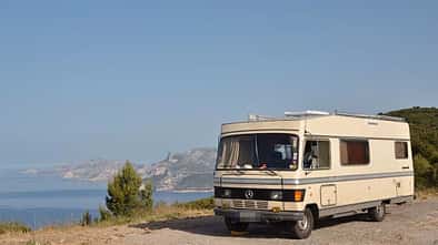 Außenansicht, Hymer 650 BS, Oldtimer, Integriert, Bettmobil, Klassiker