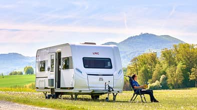 Frontansicht, LMC Videro 510 E, Caravan, Wohnwagen, Luxus