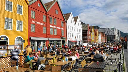 Mit Karmann Colibri durch Norwegen Bryggen-Viertel Bergen Norwegen