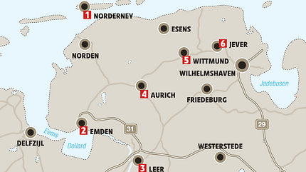 Mobil-Tour, Ostfriesland, Karte Mobil-Tour: Ostfriesland, Karte