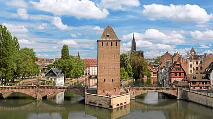 Fluss, Turm, Brücke, Stadt Elsass 16