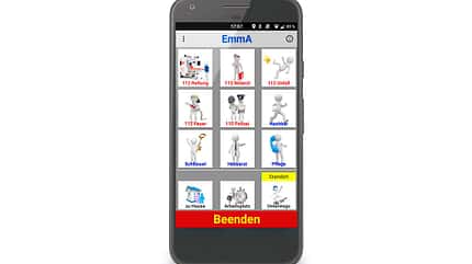 App, Handy, Smartphone, Hilfe, Retter, Not, Unfall, Reiseführer, übersetzung, Tacho, Technik Emma Screen