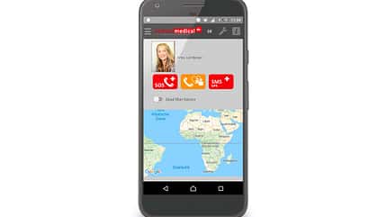 App, Handy, Smartphone, Hilfe, Retter, Not, Unfall, Reiseführer, übersetzung, Tacho, Technik Tomatomedical