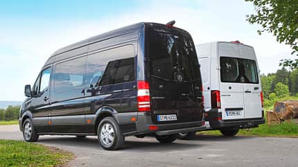 Vergleichstest, Mercedes Sprinter, VW Crafter, Sprinter-Heck, Heckantrieb, 2.60 Meter Das Sprinter-Heck ragt höher hinauf.