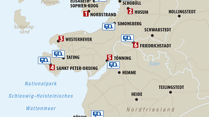 nordsee, sankt, peter, ording, schleswig, holstein, norddeutschland Karte Nordfriesland