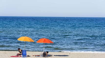 sardinien, insel, italien, mittelmeer Badebucht im Parco Oasi di Bidderosa