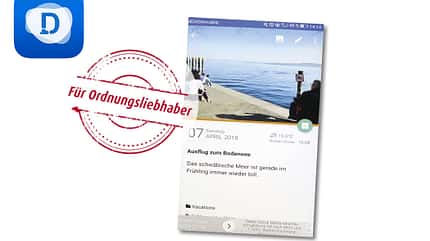 tagebuch, reise, apps, digital Screenshot der App Diaro