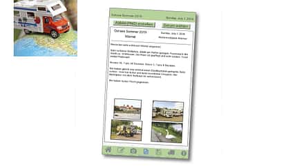 tagebuch, reise, apps, digital Screenshot der App Reisemobil-Tagebuch