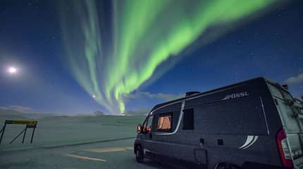 Nordcap, Winter, Polarlichter, Campingbus, Vantasticamper, eisig, camping, urlaub zur einmaligen Verwendung Nordcap Campingbus
