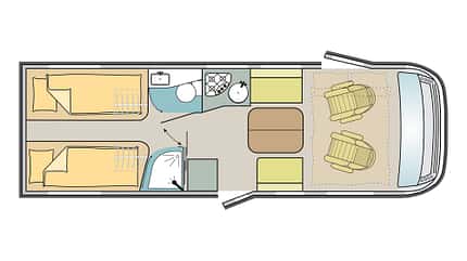 Chausson 747 GA, Integrierte, Reisemobil, Längsbank Chausson 747 GA im Grundriss