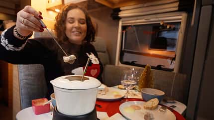 Weihnachtsessen im Wohnmobil, Raclette, Fondue, Omnia, Gans Weihnachtsessen im Wohnmobil
