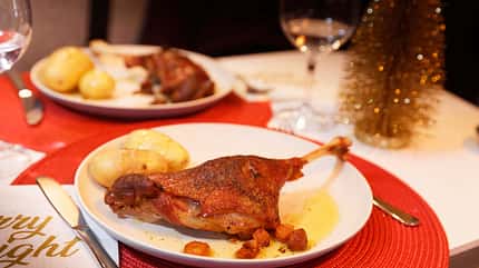 Weihnachtsessen im Wohnmobil, Raclette, Fondue, Omnia, Gans Weihnachtsessen im Wohnmobil