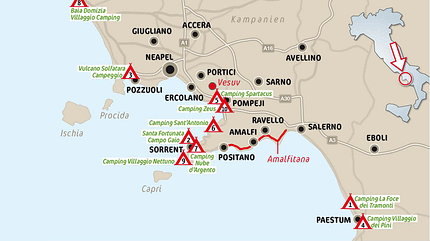 Amalfiküste, Italien, Positano, Neapel, Camping Camping-Tour Amalfiküste