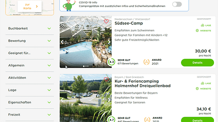 Screenshot Camping.info Screenshot Camping.info