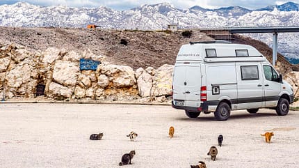 Leser auf Tour: Krim Grüttner und Reinhhard Prinzmeier, Kroatien, Campingbus, Pag Leser auf Tour: Krim Grüttner und Reinhhard Prinzmeier