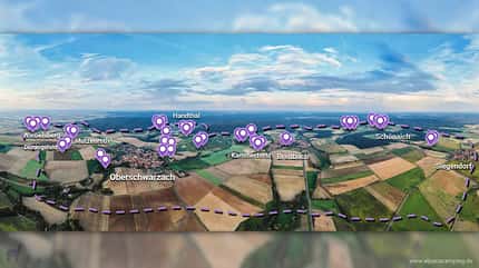 Luftbild, Campinggemeinde Oberschwarzach, Franken, AlpakaCamping Campinggemeinde Oberschwarzach