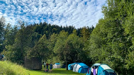 zelten, kinder, anreise, campingkueche, platzwahl Zelten mit Kindern