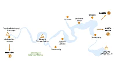 Camping-Reise Edersee Karte Camping-Reise Edersee Karte