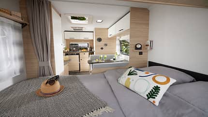 Kaufberatung leichte Caravans, Caravan Caravelair Alba Bett