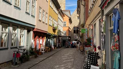 Erfurt, Innenstadt, Pflastersteine, eng, enge Straße Erfurt, Innenstadt