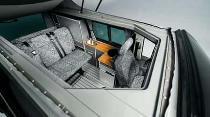 Vanexxt VW T6.1 (2023) Aufsicht, Sitzbank, Campervan, Küchenzeile, Innenausbau