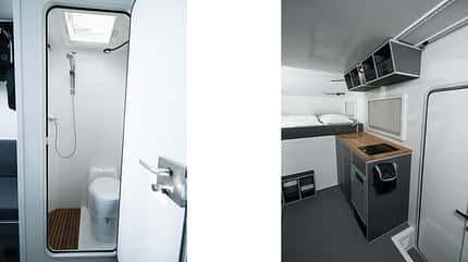 Vanexxt Travelboxx (2023) Bad, Küchenzeile