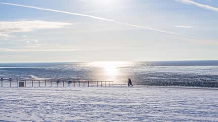 Winter, Strand, Schnee, Winterlandschaft, Schnee am Deich von Büsum Strand von Büsum im winter