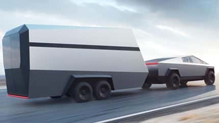 Studie, Tesla, Rendering, Elektrowohnwagen, E-Anhänger, Elektro-Caravan Tesla Caravan, Rendering, Vorschau