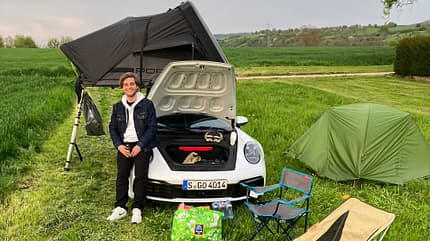 Porsche 911, Dachzelt, Camping Porsche 911 mit Dachzelt