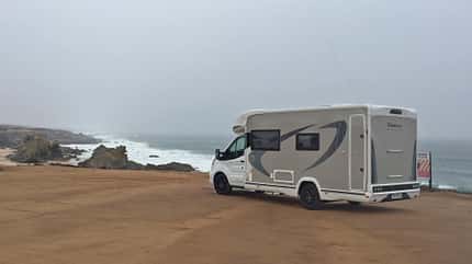 Strand, Wohnmobil, Klippe Strand, Wohnmobil, Klippe