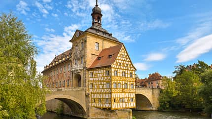 Oberfranken, Reise, Biergarten, Bier Oberfranken Reise Bamberg Rathaus f