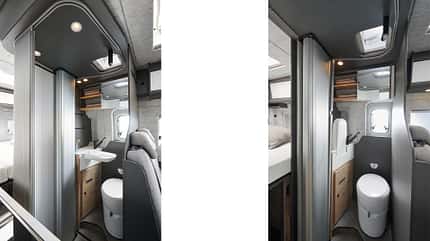 WC, Klapp-Waschbecken, Duschraum, Fenster WC, Klapp-Waschbecken, Duschraum, Fenster