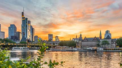 Mainufer, Stadt, Sonnenuntergang, Sachsenhausen