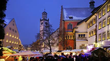 Ravensburg, Weihnachtsmarkt, Abenstimmung, blaue Stunde Ravensburg, Weihnachtsmarkt, Abenstimmung, blaue Stunde