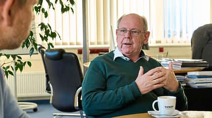 Fendt, Chef, Hans Frindte, Gespräch, Kaffe Fendt, Chef, Hans Frindte, Gespräch, Kaffe