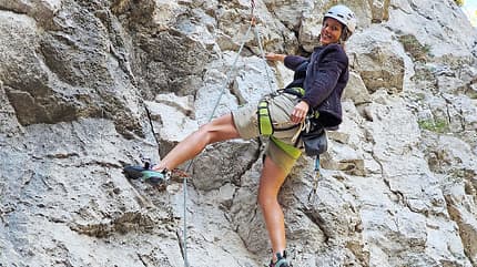 Klettern, Schlucht, Frau, Kletterausrüstung Klettern, Schlucht, Frau, Kletterausrüstung